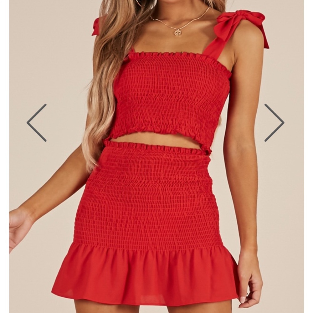 Showpo “Bright Spot” Ruched Two Piece Set (XS/2)